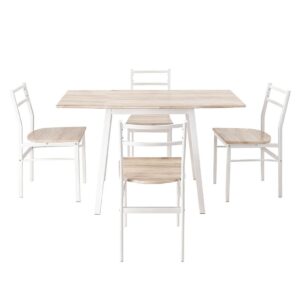 Artiss Extendable Dining Set 5Pc | Natural White – Sumo Deals Artiss Dining Table And Chairs Set 5Pcs With Extendable 60-120Cm Drop-Leaf Table Natural White Product Image