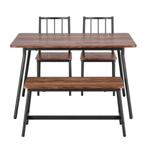 Artiss Dining Table &Amp; 4 Chairs Set - Rustic Brown – Sumo Deals Artiss Dining Table And Chairs Set Of 4 Bench Kitchen Furniture Rustic Brown Product Image