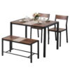 Artiss Dining Table and Chairs Set of 4 Bench Kitchen Furniture Rustic Brown product image