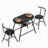 Artiss Dining Table Set 3PC Bistro Kitchen Storage Wine Rack Black Marble Style product image