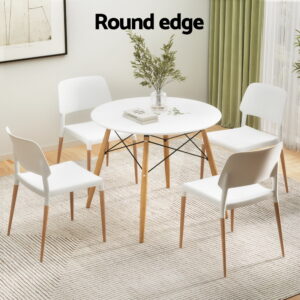 1 Artiss Dining Table And 4 Chairs Set Round White Product Image