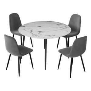1 Artiss Dining Table and 4 Chairs Set Marble Grey product image