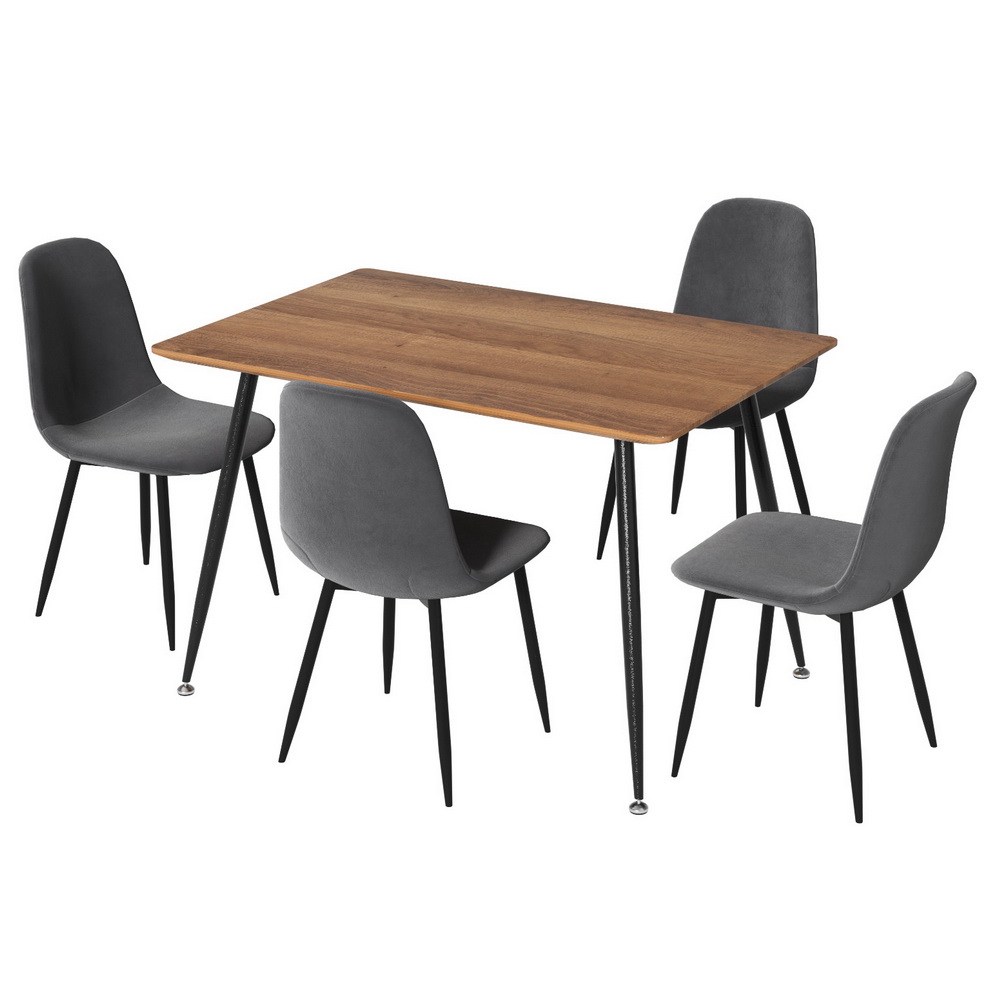 Artiss Dining Table &Amp; 4 Chairs Set - Grey Metal – Sumo Deals 1 Artiss Dining Table And 4 Chairs Set Grey Metal Product Image