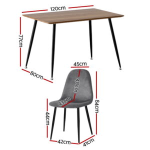 Artiss Dining Table &Amp; 4 Chairs Set - Grey Metal – Sumo Deals 1 Artiss Dining Table And 4 Chairs Set Grey Metal Product Image