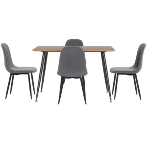 Artiss Dining Table &Amp; 4 Chairs Set - Grey Metal – Sumo Deals 1 Artiss Dining Table And 4 Chairs Set Grey Metal Product Image