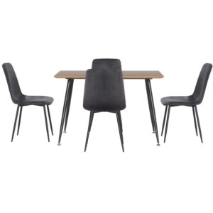1 Artiss Dining Table And 4 Chairs Set Grey Velvet Product Image