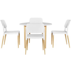 Artiss Dining Table &Amp; 4 Chairs Set - White Wood – Sumo Deals 1 Artiss Dining Table And 4 Chairs Set White Wood Product Image