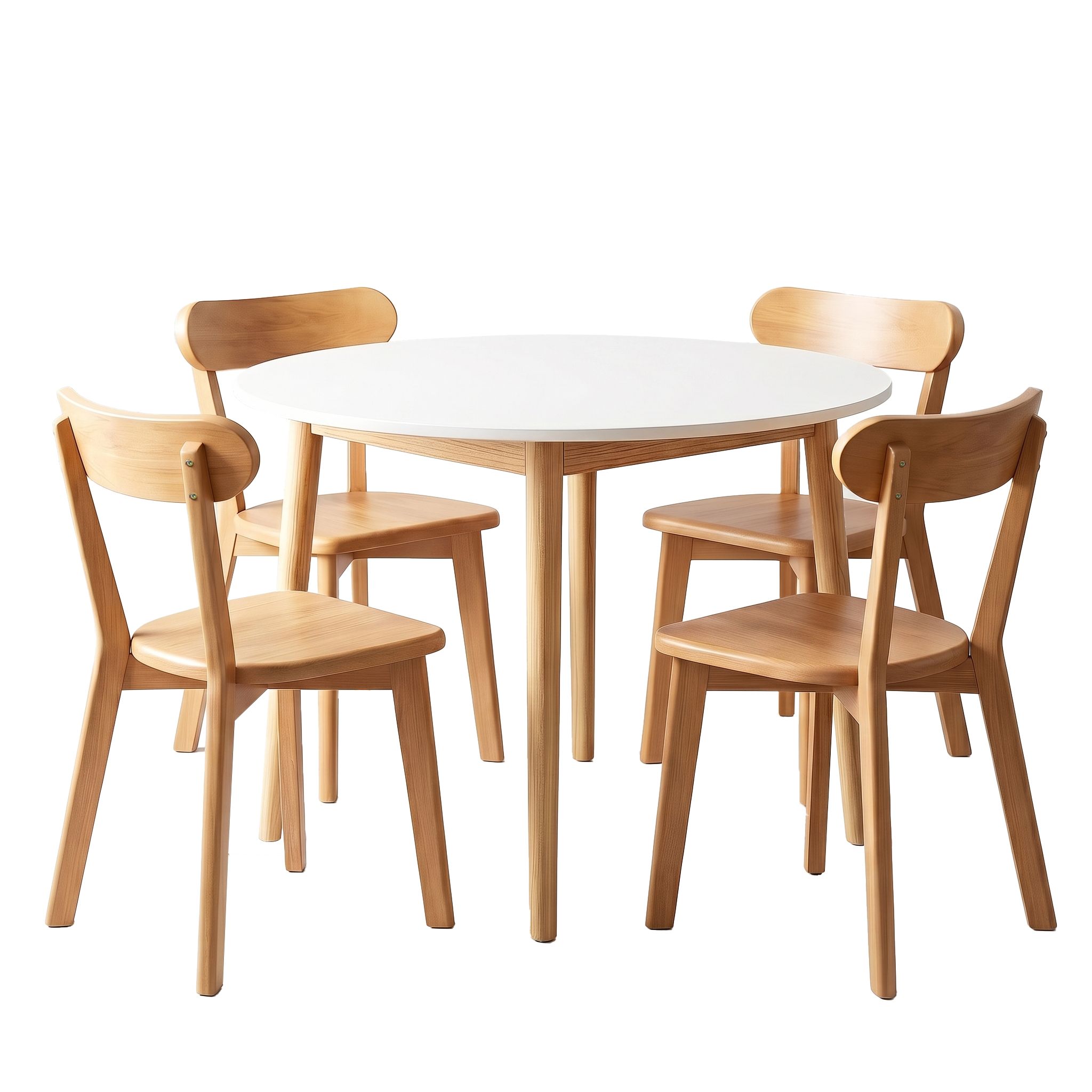 Artiss Round Dining Set 5Pc | 108Cm White Timber Table &Amp; 4 C – Sumo Deals Artiss Round Dining Table And Chairs Set 5 Pcs, 108Cm Compact Kitchen Table Set With Solid Pine Wood Product Image