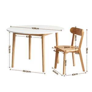 Artiss Round Dining Set 5Pc | 108Cm White Timber Table &Amp; 4 C – Sumo Deals Artiss Round Dining Table And Chairs Set 5 Pcs, 108Cm Compact Kitchen Table Set With Solid Pine Wood Product Image