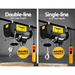 Giantz Electric Hoist Winch 400/800Kg Cable 18M Rope Tool Remote Chain Lifting Product Image