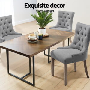 Artiss Dining Chairs Set Of 4 Linen French Provincial Grey Product Image