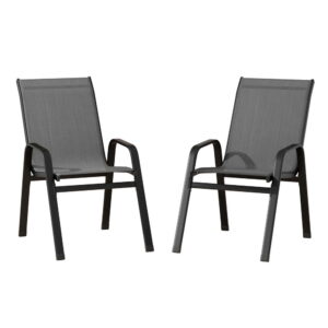 Gardeon 2PC Outdoor Dining Chairs Stackable Lounge Chair Patio Furniture Grey product image