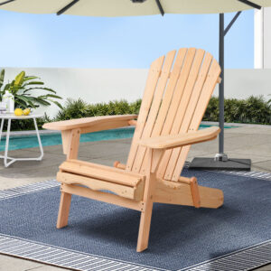 Gardeon Adirondack Outdoor Chairs Wooden Beach Chair Patio Furniture Garden Natural product image