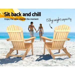 Gardeon Adirondack Chair Natural Hemlock Wood – Sumo Deals Gardeon Adirondack Outdoor Chairs Wooden Beach Chair Patio Furniture Garden Natural Product Image