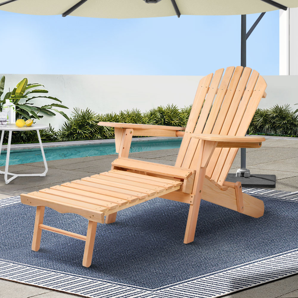 Gardeon Adirondack Chair | Wooden Outdoor Lounge – Sumo Deals Gardeon Adirondack Outdoor Chairs Wooden Sun Lounge Patio Furniture Garden Natural Product Image
