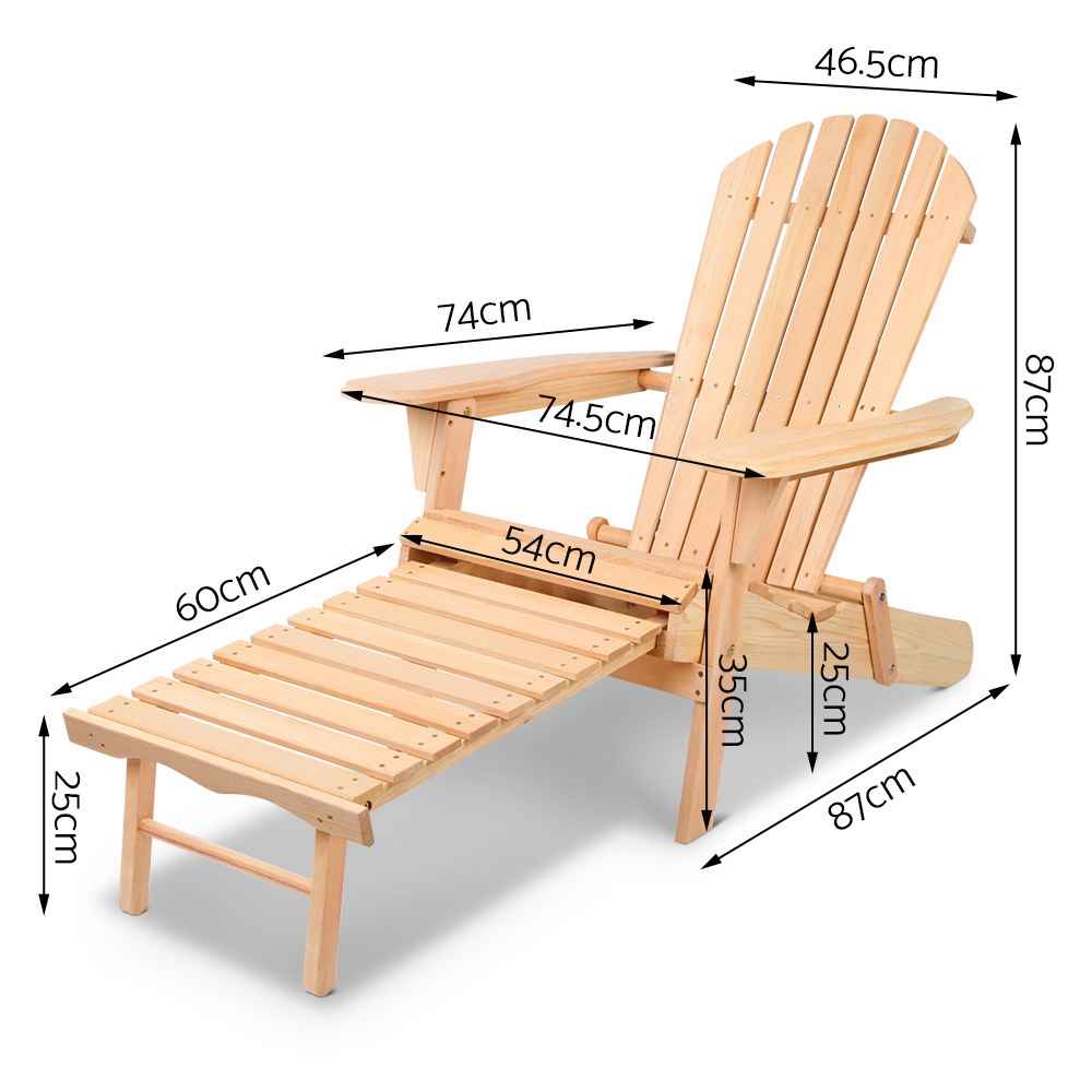 Gardeon Adirondack Chair | Wooden Outdoor Lounge – Sumo Deals Gardeon Adirondack Outdoor Chairs Wooden Sun Lounge Patio Furniture Garden Natural Product Image
