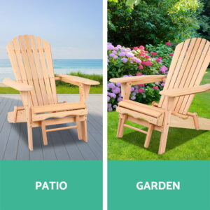 Gardeon Adirondack Chair | Wooden Outdoor Lounge – Sumo Deals Gardeon Adirondack Outdoor Chairs Wooden Sun Lounge Patio Furniture Garden Natural Product Image