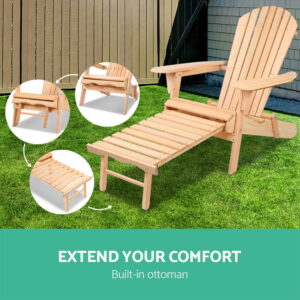 Gardeon Adirondack Chair | Wooden Outdoor Lounge – Sumo Deals Gardeon Adirondack Outdoor Chairs Wooden Sun Lounge Patio Furniture Garden Natural Product Image
