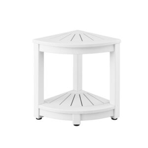 Gardeon Outdoor Coffee Side Table HDPE Desk Corner Shower Stool Bench Seat with Storage Shelf White product image