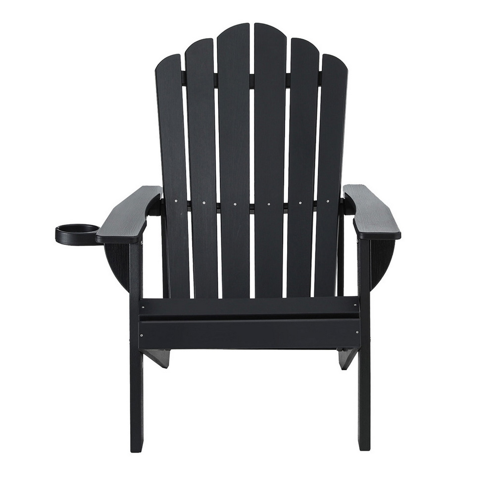Gardeon Hdpe Adirondack Chair - Black Outdoor Lounge – Sumo Deals Gardeon Outdoor Chairs Hdpe Adirondack Beach Chair Sun Lounge Patio Furniture Garden Black Product Image