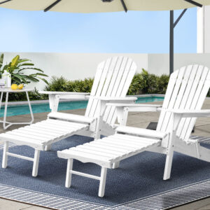 Gardeon 2PC Adirondack Outdoor Chairs Wood Foldable Sun Lounge Patio Furniture product image