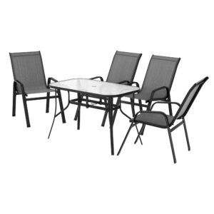 Gardeon 5PC Outdoor Dining Set Table and Chairs Patio Furniture Bistro Set Garden Grey product image