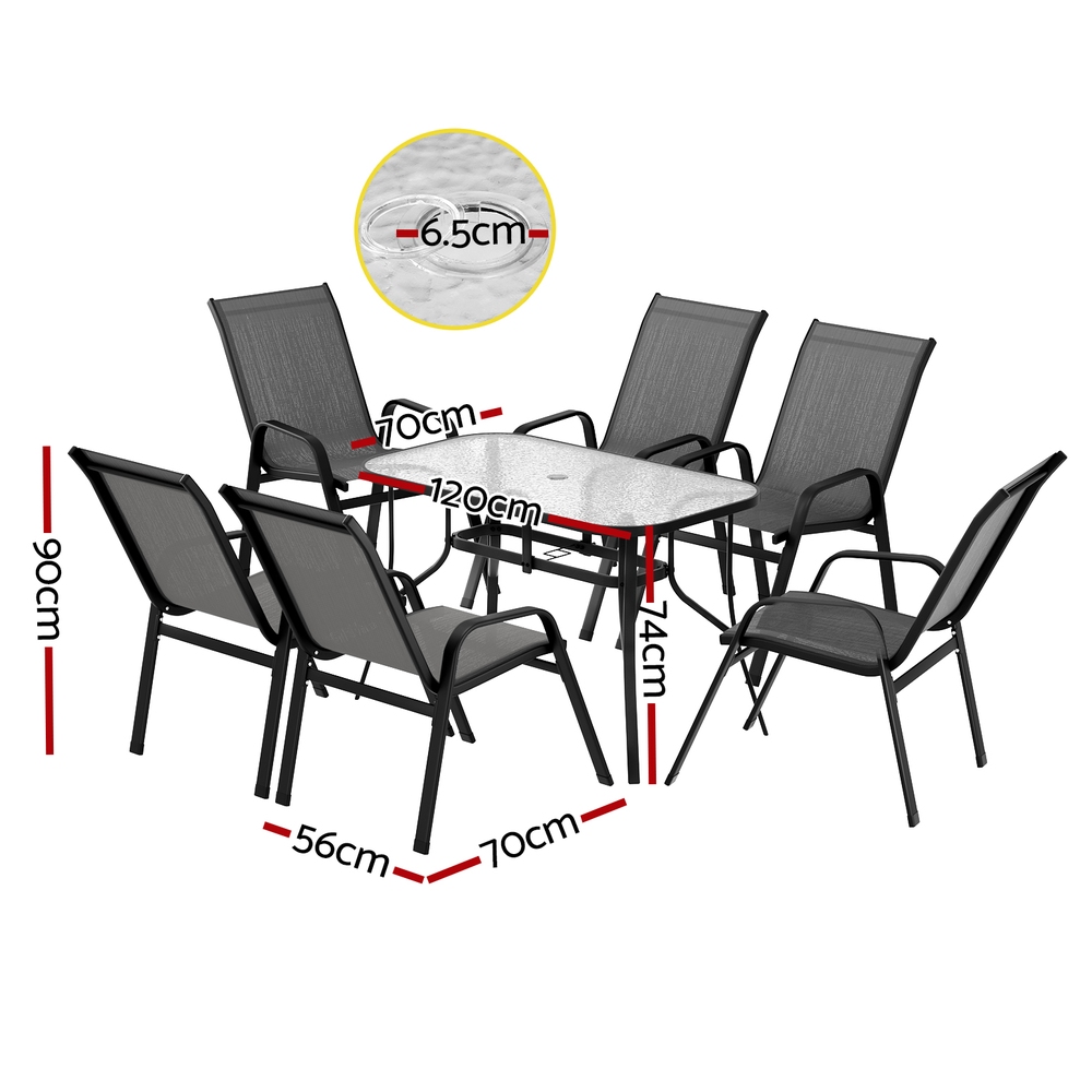 Gardeon 7Pc Outdoor Dining Set | Grey Patio Furniture – Sumo Deals Gardeon 7Pc Outdoor Dining Set Table And Chairs Patio Furniture Garden Bistro Set Grey Product Image