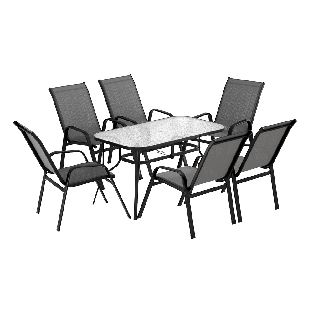 Gardeon 7Pc Outdoor Dining Set | Grey Patio Furniture – Sumo Deals Gardeon 7Pc Outdoor Dining Set Table And Chairs Patio Furniture Garden Bistro Set Grey Product Image