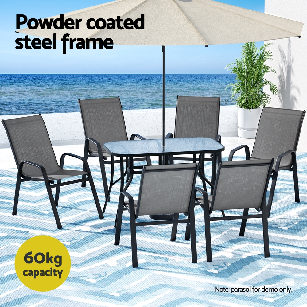 Gardeon 7Pc Outdoor Dining Set | Grey Patio Furniture – Sumo Deals Gardeon 7Pc Outdoor Dining Set Table And Chairs Patio Furniture Garden Bistro Set Grey Product Image