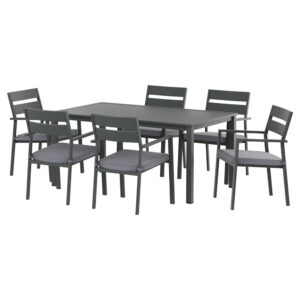 Gardeon Outdoor Dining Set 7 Piece Aluminum Table Chairs Setting Black product image