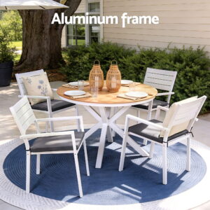 Gardeon 5-Piece Outdoor Dining Set | Aluminium Wpc – Sumo Deals Gardeon Outdoor Dining Set 5 Piece Aluminum Wpc Tabletop Patio Furniture Product Image