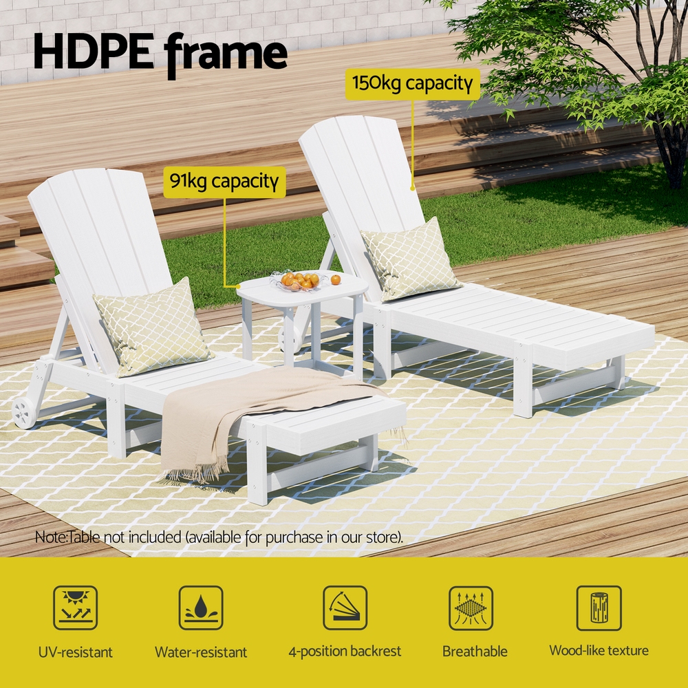 Gardeon Sun Lounge Set | 3-Piece Outdoor Furniture – Sumo Deals Gardeon Sun Lounge Lounger Table And Chairs Beach Chair Adirondack Hdpe Patio Outdoor Furniture Whee Product Image