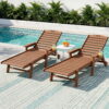 Gardeon Sun Lounge Lounger Table and Chairs Beach Chair HDPE Patio Outdoor Furniture Wheels Brown product image