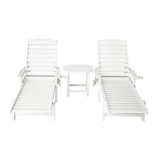 Gardeon Sun Lounge Chair With Wheels - White Hdpe – Sumo Deals Gardeon Sun Lounge Lounger Beach Chair Hdpe Patio Outdoor Furniture With Wheels White Product Image