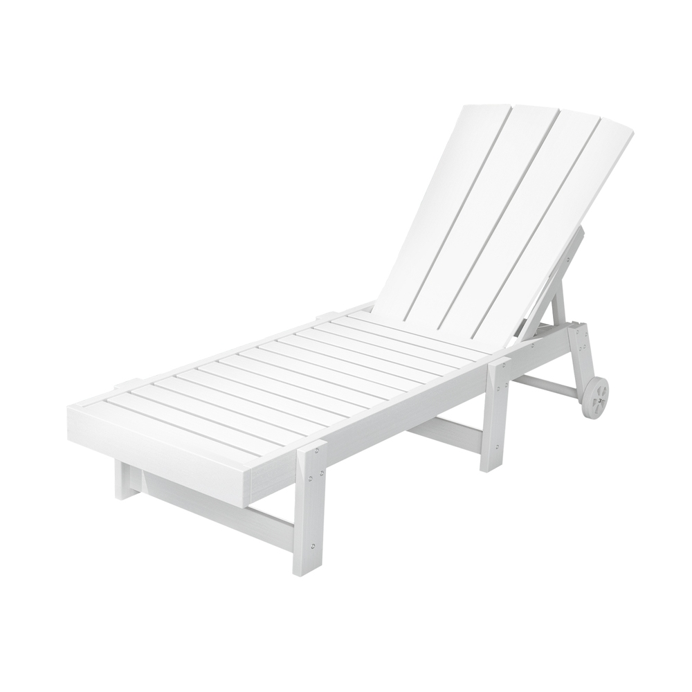 Gardeon White Adirondack Sun Lounge With Wheels – Sumo Deals Gardeon Sun Lounge Beach Chair Hdpe Adirondack Lounger Patio Outdoor Furniture With Wheels White Product Image