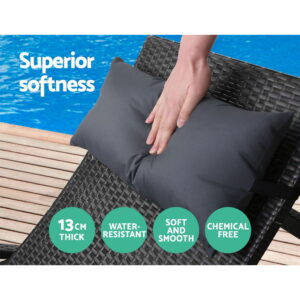 Gardeon Sun Lounge Wicker Lounger Outdoor Furniture Beach Chair Armrest Adjustable Black Product Image
