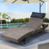 Gardeon Sun Lounge Wicker Lounger Outdoor Furniture Beach Armchair Adjustable Grey&Amp;Beige Product Image