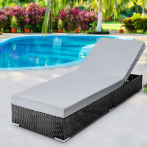 Gardeon Sun Lounge Wicker Lounger Outdoor Furniture Day Bed Adjustable Rattan Garden Cover product image