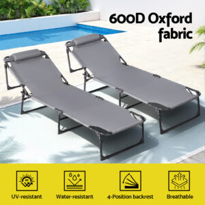 Gardeon Sun Lounger Folding Lounge Beach Chair Patio Outdoor Furniture Product Image