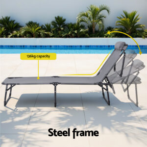Gardeon Sun Lounger Folding Lounge Beach Chair Patio Outdoor Furniture Product Image