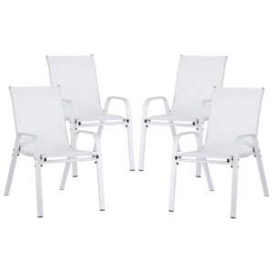 Gardeon 4PC Outdoor Dining Chairs Stackable Lounge Chair Patio Furniture White product image