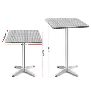 Gardeon Outdoor Bar Table Adjustable Aluminium Square – Sumo Deals Gardeon Outdoor Bar Table Adjustable Aluminium Square 70/110Cm Product Image