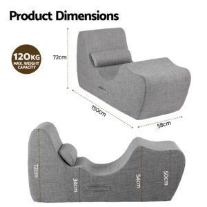 Artiss Chaise Lounge Chair Ergonomic S-Curve Floor Lounger Boneless Lounge Chairs Grey Product Image