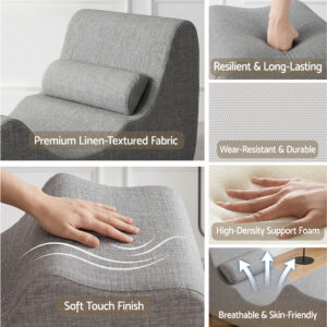 Artiss Chaise Lounge Chair Ergonomic S-Curve Floor Lounger Boneless Lounge Chairs Grey Product Image