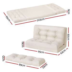 Artiss 2-Seater Floor Lounge Sofa Bed White – Sumo Deals Artiss Floor Lounge Sofa Bed 2 Seater Pillow Leather White Product Image