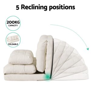 Artiss 2-Seater Floor Lounge Sofa Bed White – Sumo Deals Artiss Floor Lounge Sofa Bed 2 Seater Pillow Leather White Product Image
