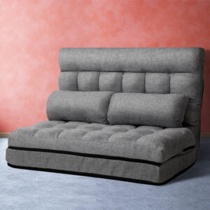 Artiss Floor Lounge Sofa Bed 2-seater Grey Fabric product image