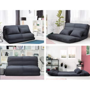 Artiss Floor Lounge Sofa Bed 2-seater Charcoal Suede product image