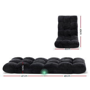 Artiss 2X Lounge Sofa Bed Flannel Fabric Black Product Image