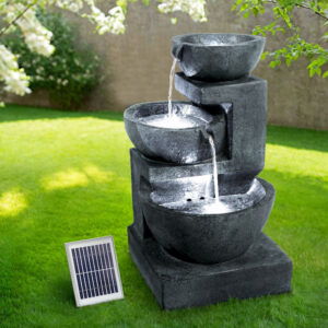Gardeon Solar Water Feature Cascading Fountain 3-Tier Bowl LED Lights 60CM Blue product image
